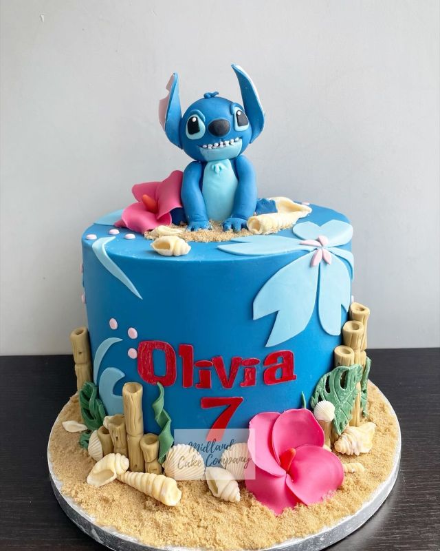 Stitch with Flowers from Lilo and Stitch Edible Cake Topper Image ABPID51026